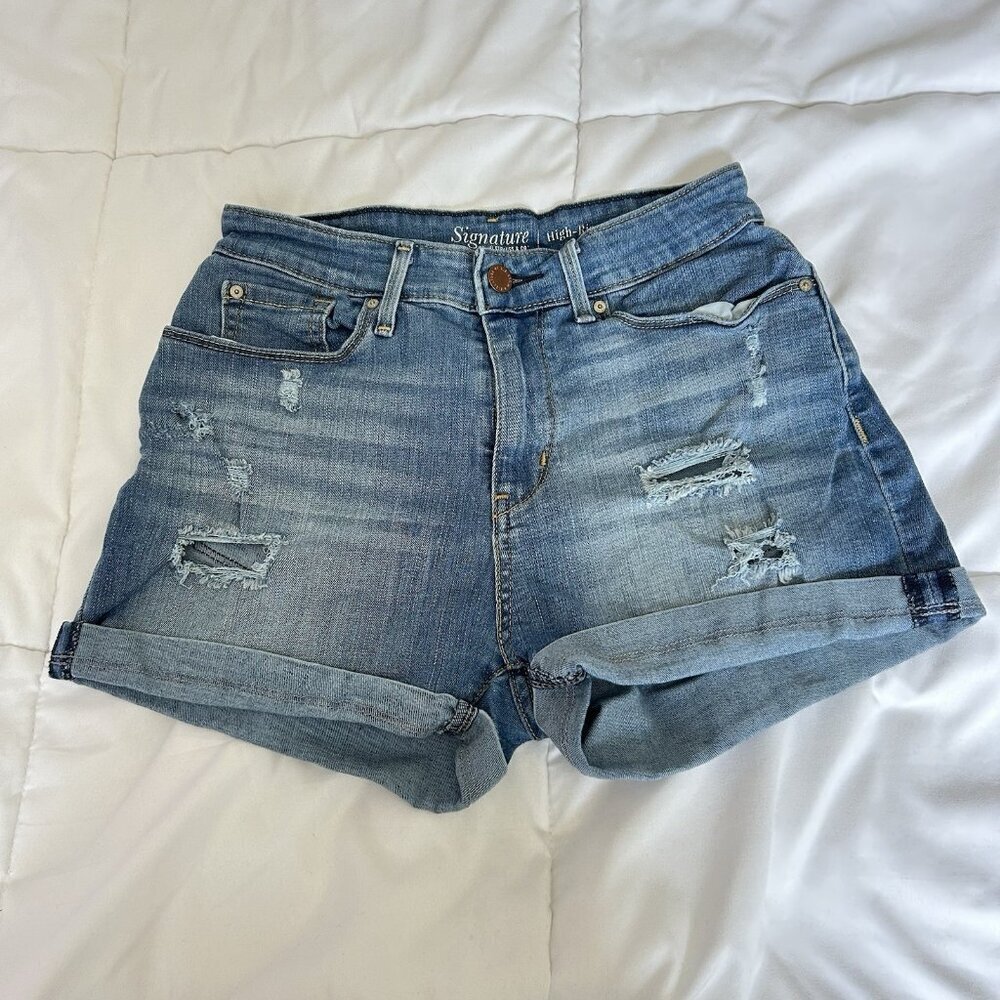 Signature by Levi Strauss Womens‎ High Rise Modern Denim Shorts Stretch